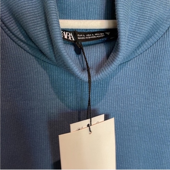 NWOT Zara Sleeveless Mockneck Ribbed Midi-Dress in Blue size L - Picture 13 of 13